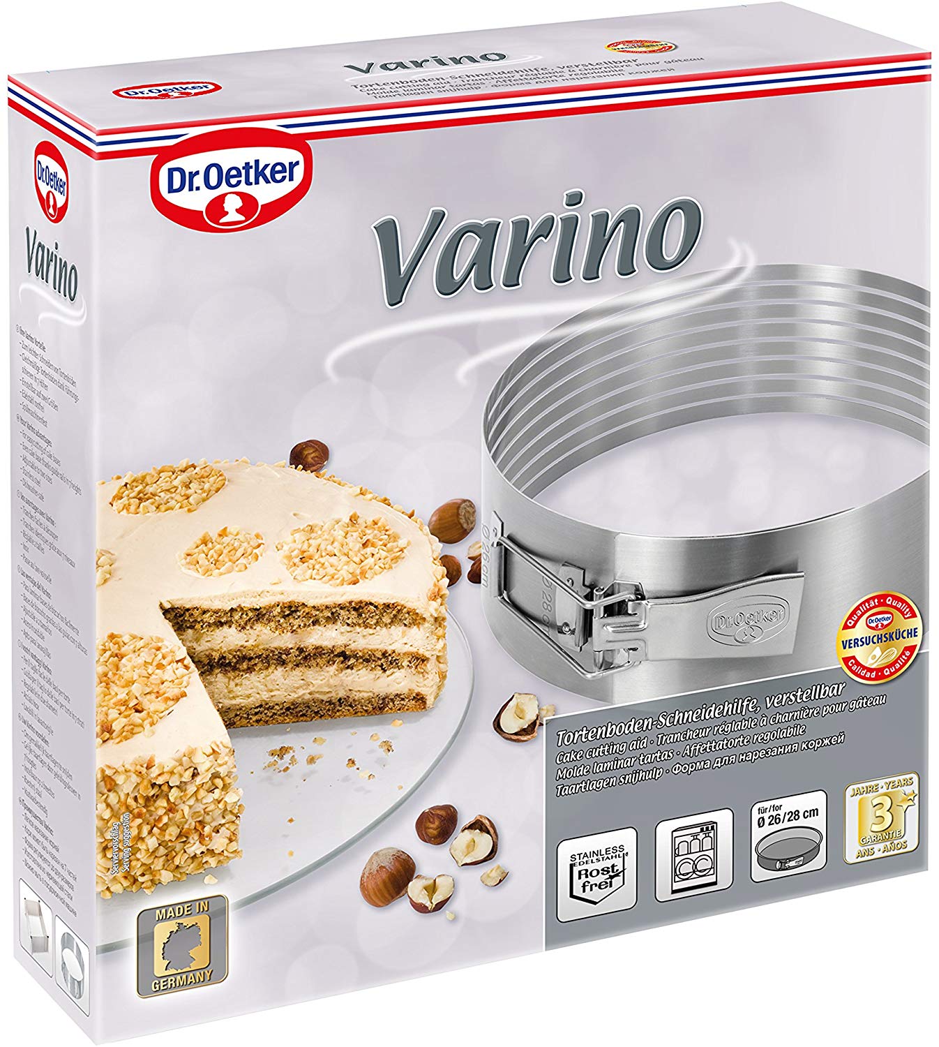 Drer CakeRingCutter Varino adjustable 2628 cm in silver, Stainless